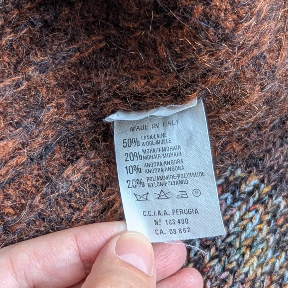 Vintage La Squadra Monte Carlo Wool Mohair Angora Color Block Sweater Vest Italy - Picture 6 of 6